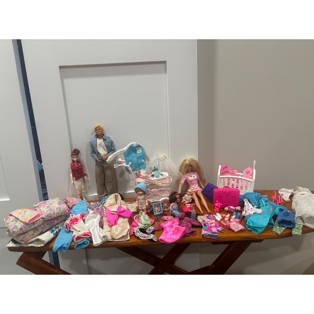 Mattel Barbie Ken Doll Lot with Nursery Furniture Clothes and Accessories